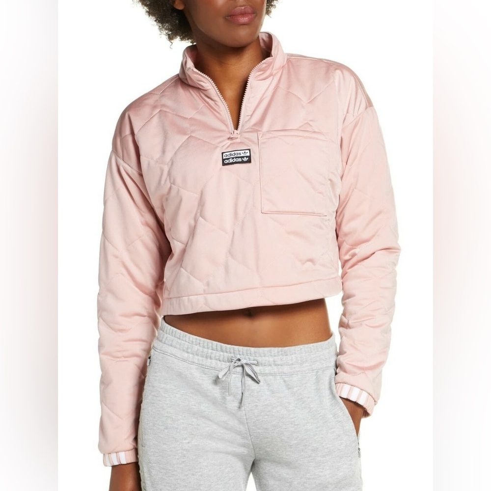 ADIDAS ORIGINALS OG Cropped Pink Pullover Sweater Size XS